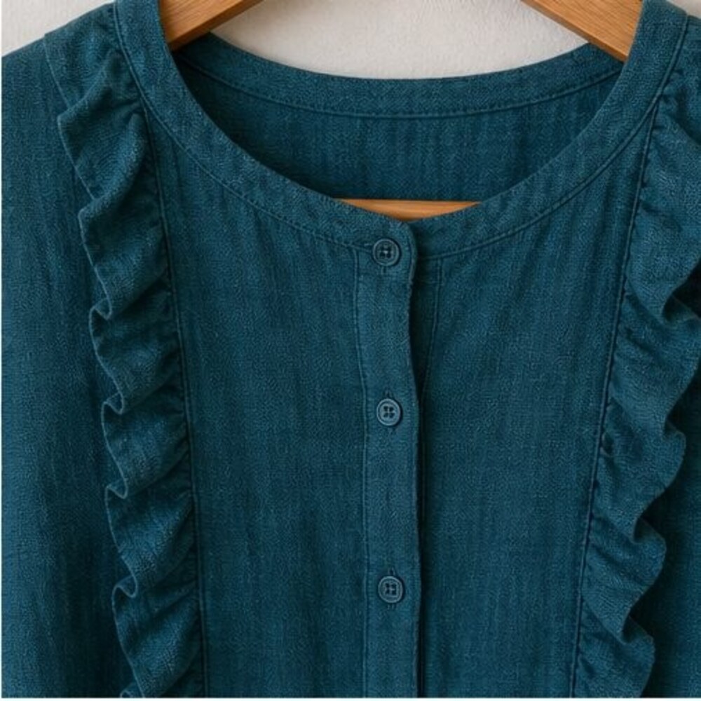 Teal Ruffle Blouse - Picture 4 of 6